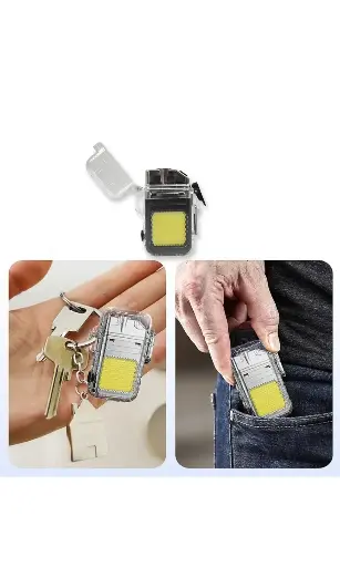 USB rechargeable electric lighter || 3 modes COB flashlight ( 1 piece)